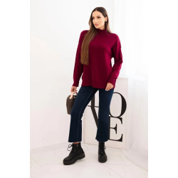 Women's burgundy high neck jumper Larsi