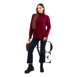 Women's burgundy high neck jumper Larsi