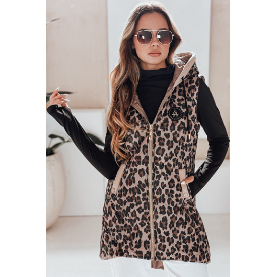 Moteriška rusva leopardo rašto liemenė Elmera TY5029 - Moterims Moteriška rusva leopardo rašto liemenė Elmera Moteriškos liemenės