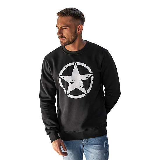 Vyriškas juodas džemperis Military star Džemperiai be gobtuvo