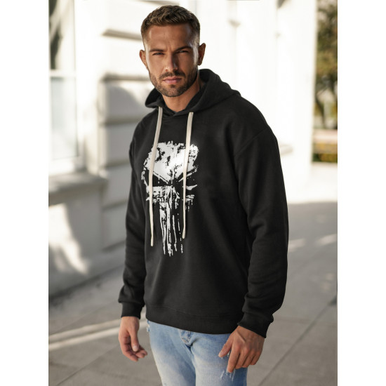 Vyriškas juodas džemperis su gobtuvu  Skull Džemperiai su gobtuvu