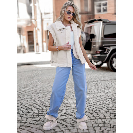 Moteriška rusva odinė liemenė Sara JS/61M8503/280 - Moterims Moteriška rusva odinė liemenė Sara Moteriškos liemenės