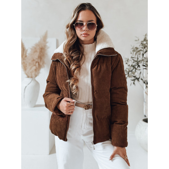 Moteriška žieminė tamsiai ruda striukė Trendy TY4941 - Moterims Moteriška žieminė tamsiai ruda striukė Trendy Moteriškos striukės