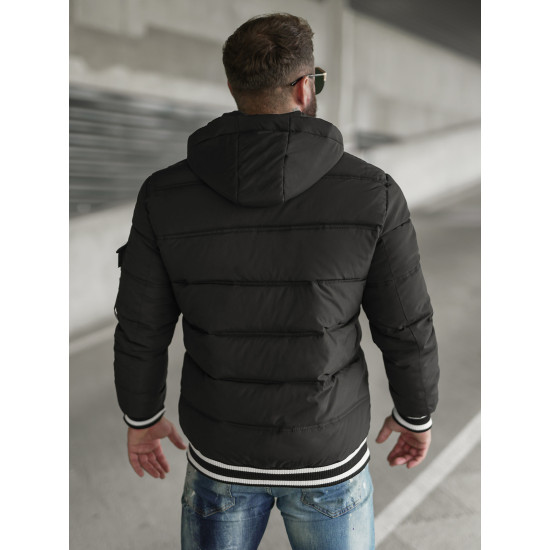 Juoda vyriška dygsniuota striukė Aibel JS/57M7501/392 - Vyriškos Striukės ir Paltai Juoda vyriška dygsniuota striukė Aibel JS/57M7501/392