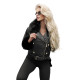 Naisten musta nahkatakki mustalla turkiksella Elis
