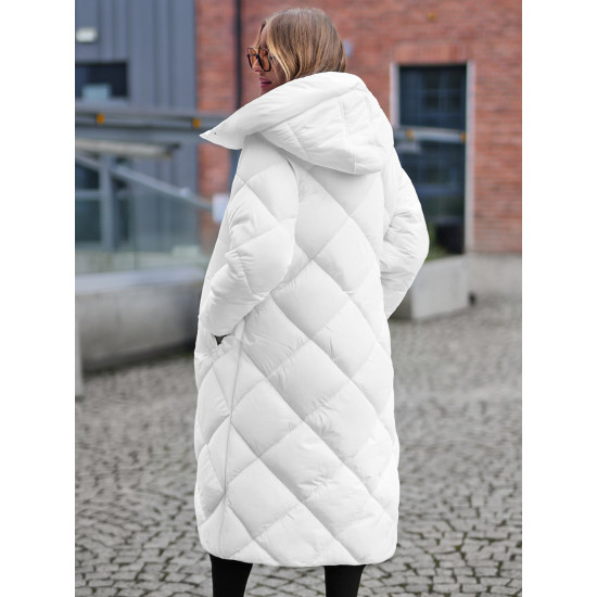 Balta moteriška dygsniuota žieminė striukė Coco JS/5M3173/281 - Moterims Balta moteriška dygsniuota žieminė striukė Coco JS/5M3173/281