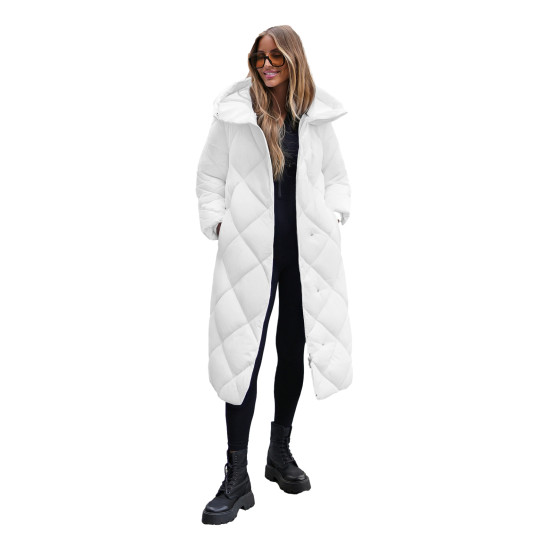 Balta moteriška dygsniuota žieminė striukė Coco JS/5M3173/281 - Moterims Balta moteriška dygsniuota žieminė striukė Coco JS/5M3173/281