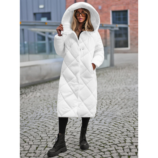 Balta moteriška dygsniuota žieminė striukė Coco JS/5M3173/281 - Moterims Balta moteriška dygsniuota žieminė striukė Coco JS/5M3173/281
