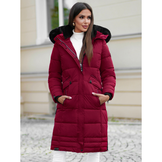 Žieminė ilga moteriška bordo striukė Marni O/W377Z - Moterims Žieminė ilga moteriška bordo striukė Marni Moteriškos striukės