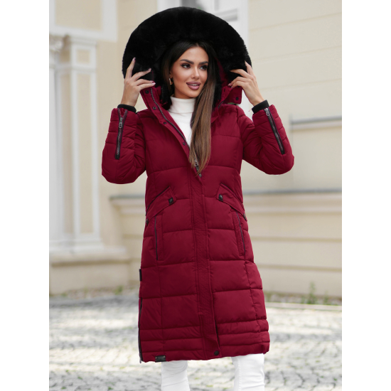 Žieminė ilga moteriška bordo striukė Marni O/W377Z - Moterims Žieminė ilga moteriška bordo striukė Marni Moteriškos striukės