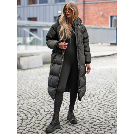 Sieviešu melns mētelis Izabel JS/5M3163/392Z - Sievietēm Sieviešu melns mētelis Izabel JS/5M3163/392Z