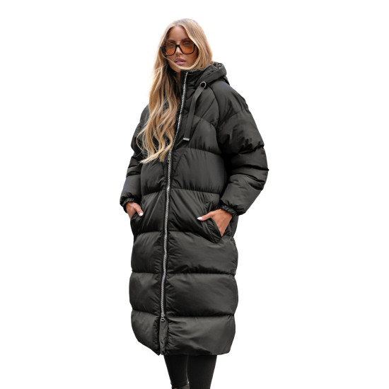 Sieviešu melns mētelis Izabel JS/5M3163/392Z - Sievietēm Sieviešu melns mētelis Izabel JS/5M3163/392Z