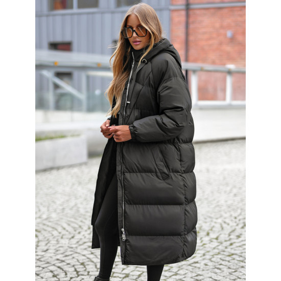 Sieviešu melns mētelis Izabel JS/5M3163/392Z - Sievietēm Sieviešu melns mētelis Izabel JS/5M3163/392Z