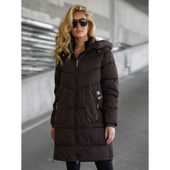 Moteriška tamsiai ruda žieminė striukė Flint JS/16M9302/158 - Moterims Moteriška tamsiai ruda žieminė striukė Flint Moteriškos striukės
