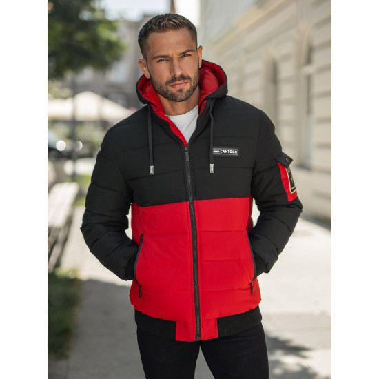 Vyriška juoda/raudona žieminė striukė Molix JS/31M5083/270 - Vyriškos Striukės ir Paltai Vyriška juoda/raudona žieminė striukė Molix Žieminės striukės