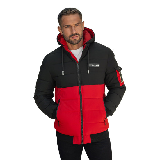 Vyriška juoda/raudona žieminė striukė Molix JS/31M5083/270 - Vyriškos Striukės ir Paltai Vyriška juoda/raudona žieminė striukė Molix Žieminės striukės