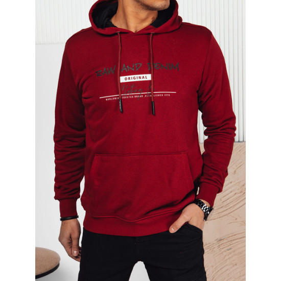 Vyriškas bordo džemperis su gobtuvu Denim BX5707 - Vyriški džemperiai Vyriškas bordo džemperis su gobtuvu Denim Vyriški džemperiai su gobtuvu