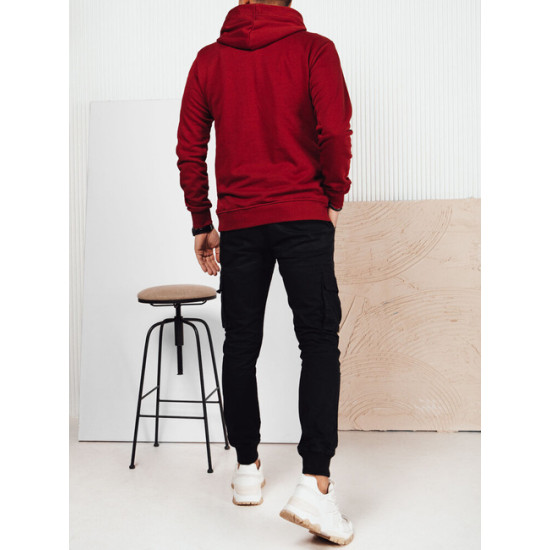 Vyriškas bordo džemperis su gobtuvu Denim BX5707 - Vyriški džemperiai Vyriškas bordo džemperis su gobtuvu Denim Vyriški džemperiai su gobtuvu