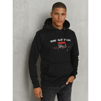 Miesten musta hupullinen collegepaita Denim