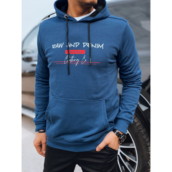 Vyriškas mėlynas džemperis su gobtuvu Denim BX5708 - Vyriški džemperiai Vyriškas mėlynas džemperis su gobtuvu Denim Vyriški džemperiai su gobtuvu