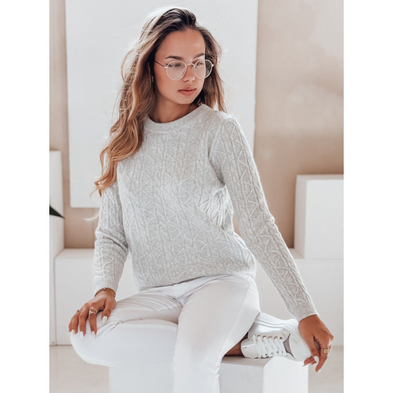 Moteriškas šviesiai pilkas megztinis Bravina MY2528 - Moterims Moteriškas šviesiai pilkas megztinis Bravina Džemperiai