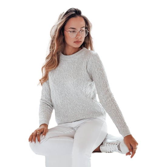 Moteriškas šviesiai pilkas megztinis Bravina MY2528 - Moterims Moteriškas šviesiai pilkas megztinis Bravina Džemperiai