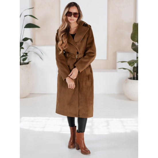 Moteriškas rudas žieminis paltas Gino Moteriškos striukės