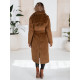 Moteriškas rudas žieminis paltas Gino Moteriškos striukės