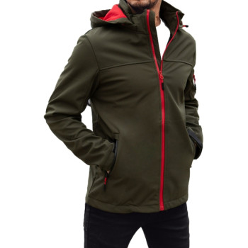Men's dark green hooded jacket Retro