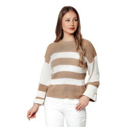 Women's light brown/white jumper Tango