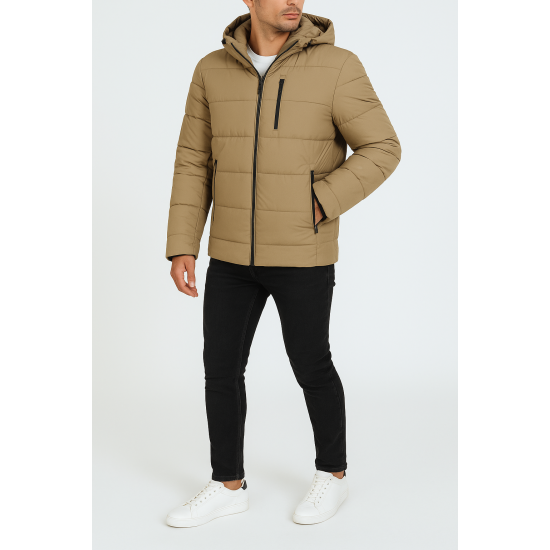 Vyriška žieminė šviesiai rudos spalvos striukė Nevan Žieminės striukės