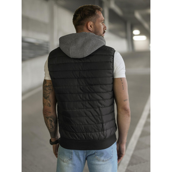 Juoda liemenė su gobtuvu Naron JS/8M983/392 - Vyrams Juoda liemenė su gobtuvu Naron Liemenės