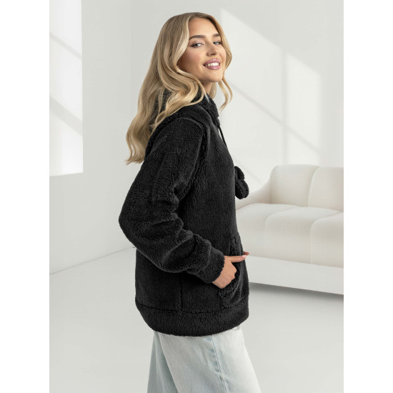 Moteriškas juodas džemperis su gobtuvu Nara JS/HH192/3 - Džemperiai Moteriškas juodas džemperis su gobtuvu Nara Džemperiai su gobtuvu