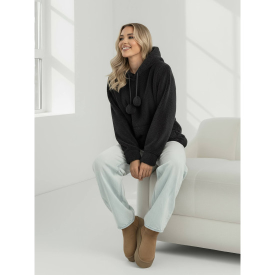 Moteriškas juodas džemperis su gobtuvu Nara JS/HH192/3 - Džemperiai Moteriškas juodas džemperis su gobtuvu Nara Džemperiai su gobtuvu