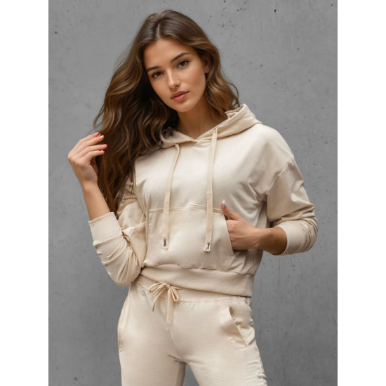 Moteriškas rusvas džemperis su gobtuvu Sonia Džemperiai su gobtuvu