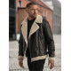Men's black leather jacket with fur Leather jackets
