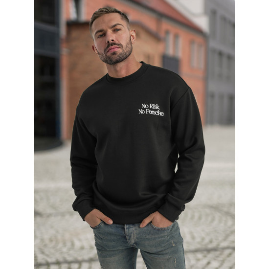 Vyriškas juodas džemperis be gobtuvu Risk Džemperiai su užrašais