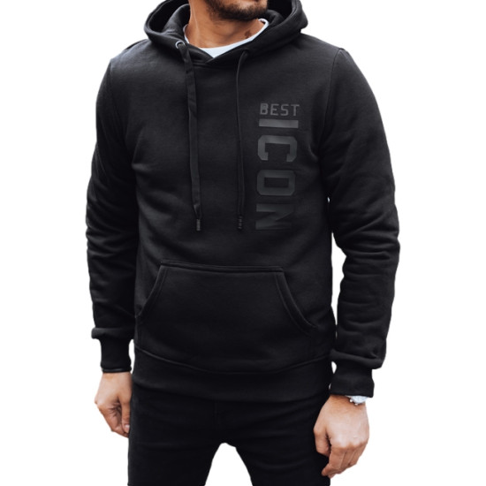 Vyriškas juodas džemperis su gobtuvu Best Icon Džemperiai su užrašais