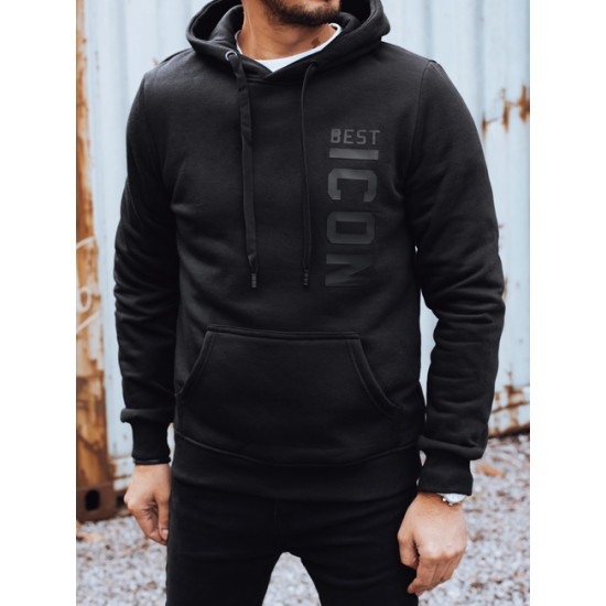 Vyriškas juodas džemperis su gobtuvu Best Icon Džemperiai su užrašais