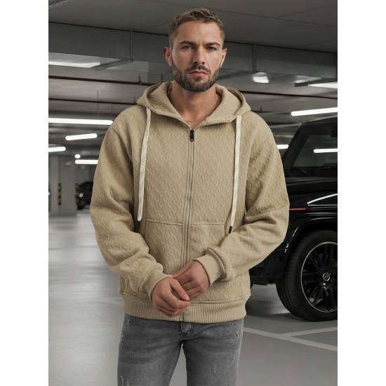 Męska brązowa bluza z kapturem Sport Swetry z kapturem