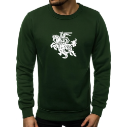 Men's dark green sweatshirt without a hood white Vytis