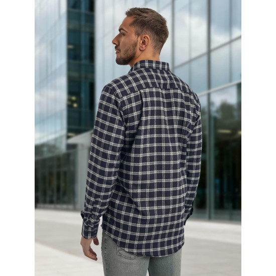 Vyriški tamsiai mėlyni languoti marškiniai Marino Marškiniai