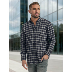 Vyriški tamsiai mėlyni languoti marškiniai Marino