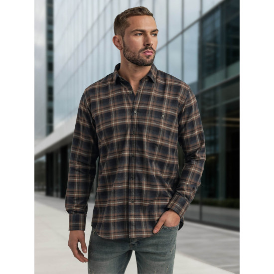 Vīriešu tumši zili brūns rūtains krekls Marino Krekli