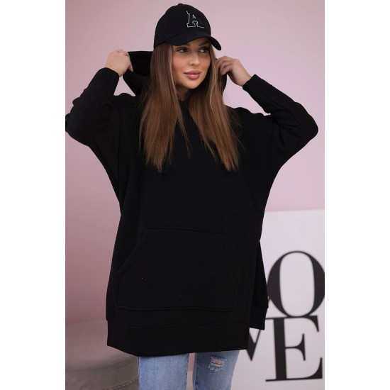 Moteriškas juodas džemperis su gobtuvu Wine Džemperiai su gobtuvu