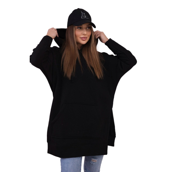 Moteriškas juodas džemperis su gobtuvu Wine Džemperiai su gobtuvu