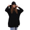 A women's black sweater with a zipper.