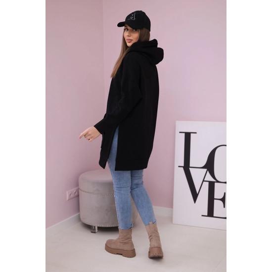 Moteriškas juodas džemperis su gobtuvu Wine Džemperiai su gobtuvu