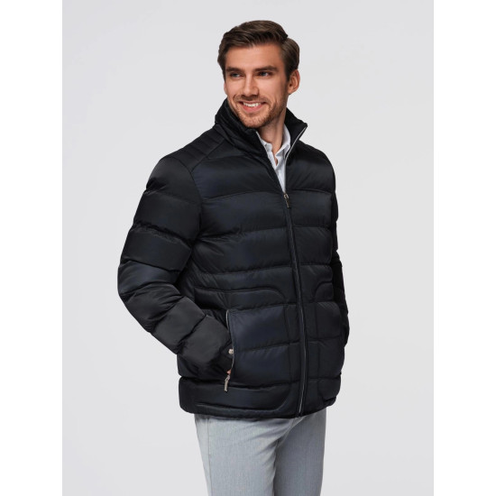 Vyriška dygsniuota juoda striukė Wudi Žieminės striukės