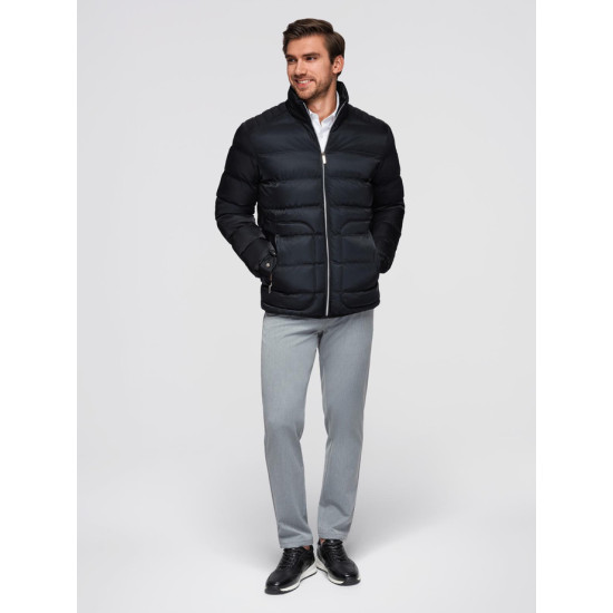 Vyriška dygsniuota juoda striukė Wudi Žieminės striukės